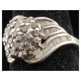 Silver ring champange diamonds 3.7g sz7