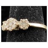 10K Gold Ring diamonds 2.3g sz 7