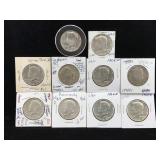 10-Kennedy Half Dollars