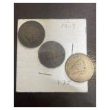 1857 Flying eagle cent 1899 &1907 Indian headpenny