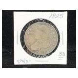 1825 Silver bust half dollar