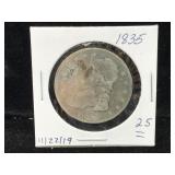 1835 Silver bust half dollar
