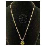 14K Gold chain &10K charm peridot 6.2g 22"
