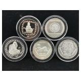 5-Mexican Silver 1oz rounds