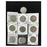 10-Walking librty half dollars Silver
