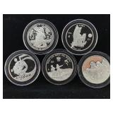 5-Mexican Silver 1oz rounds