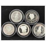 5-Mexican Silver 1oz rounds