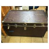 Vintage trunk w/content, approx 3.5 ft long