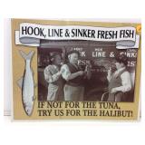 Three Stooges Fresh Fish Metal Sign