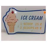 Ice Cream Metal Porcelain Enamel Sign. 13x8