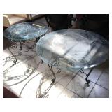 Glass top coffee table and side table, approx