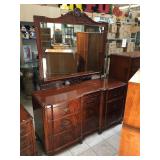 Solid wood dresser with mirror, approx 64