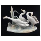 Lladro 4549 3 Geese Porcelain Figurine.