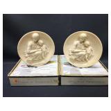 Two A Santini Alabaster Relief Sculpture Plates.