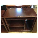 Dark red desk, approx 35x19x28 inches