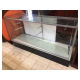 Glass display cabinet w/ glass shelves, approx 70