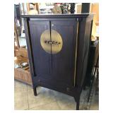 Solid wood armoire w/brass accents, approx