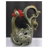 Ceramic Rooster Incense Burner 9in H