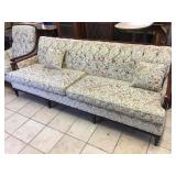 Vintage couch w/solid wood frame, approx 7.5 ft