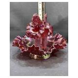 Fenton 3Horn Hobnail Orange Carnival Glass
