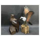 Wood Carved Eagles 9-13in H