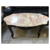 Solid wood coffee table w/marble top, Approx