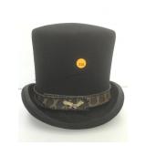 Wool Felt Top Hat w/ Snakeskin Hat Band. Sz 7