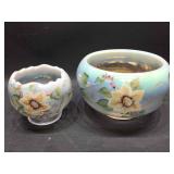 Signed Fenton Hand Painted Rose Bowls