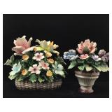Two Capodimonte Floral Sculptures. Damaged