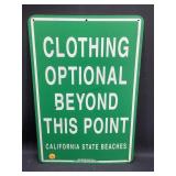 Clothing Optional Beach Sign