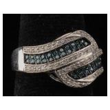 10K Gold Ring sapphire diamond 3.8g sz 7