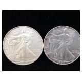 2-Silver Eagles 999 silver 1 oz ea