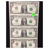 2003 uncut sheet $1 bills
