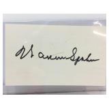 Signed Warren Spahn JSA Certified Index Card