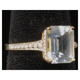14K Gold ring aqua marine 3.2g sz 7