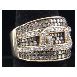 10K Gold Ring with Diamonds and Gemstones 5.9g