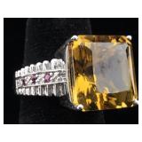 New Sterling Silver Ring with Gemstone - Size 7