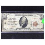 National Currency $10Note 1929 Milwaukee