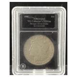 1881 Silver morgan dollar in case