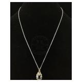 14K Gold Necklace sapphire diamond 3.9g 18"