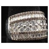 New Sterling Silver Ring with CZs - Size 7