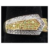14K Gold Ring with Diamonds & Gemstones 4g size 7