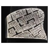 New Sterling Silver Ring with Diamonds - Size 7