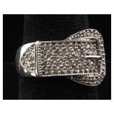 Sterling Silver Ring with Diamonds - size 7