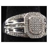 14K White Gold Ring with Diamonds - 10.3g size 7