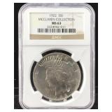 1922 Silver Peace dollar MCCLAREN collection NGC
