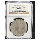 1921 Silver Peace dollar MCCLAREN collection NGC