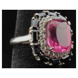 Sterling Silver ring with gemstone sz 7