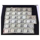 25-Silver certificates US 1$ notes