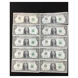 10-RARE Barr Notes US $1 bills